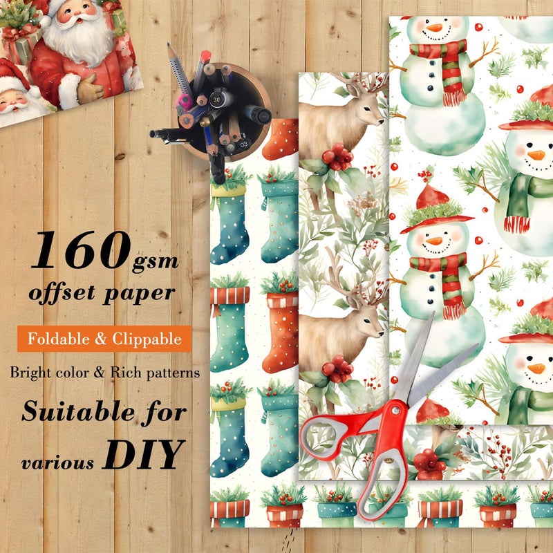 EAMOTOL Christmas Scrapbook Paper Pad 6''x 6'' - 24 Sheets Santa Claus Snowman Patterned Designed Decorative Decoupage Folded Card Material DIY Crafts Wrapping Planners Journals Photo Album - Image 4